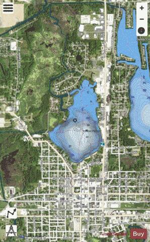 Center Lake, Kosciusko county depth contour Map - i-Boating App - Satellite