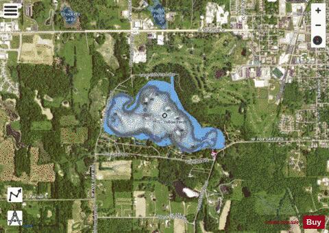 Fox Lake, Steuben county depth contour Map - i-Boating App - Satellite