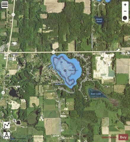 Hunter Lake, Elkhart county depth contour Map - i-Boating App - Satellite