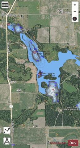 Rider Lake depth contour Map - i-Boating App - Satellite