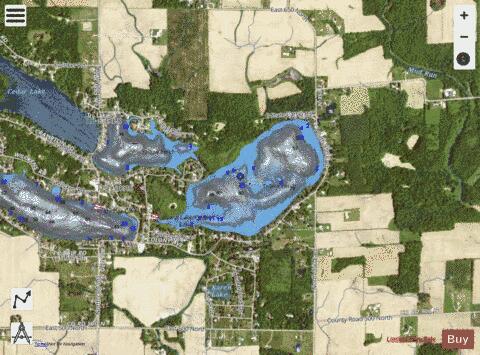 Round Lake, Whitley county depth contour Map - i-Boating App - Satellite