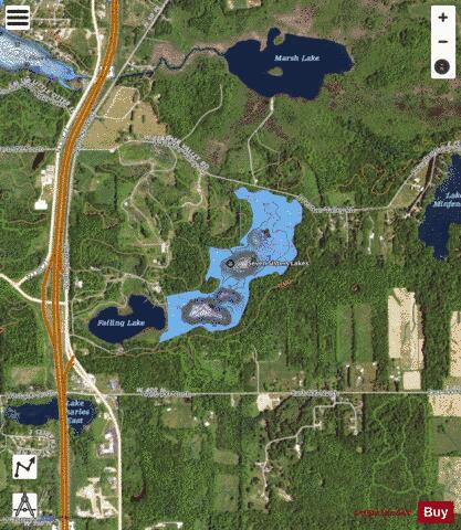 SevenSisters.Lake1 Lake, Steuben county depth contour Map - i-Boating App - Satellite