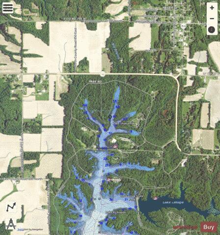 SHAKAMAK LAKE, SULLIVAN depth contour Map - i-Boating App - Satellite