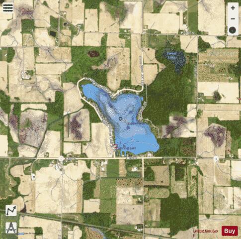 Skinner Lake, Noble county depth contour Map - i-Boating App - Satellite