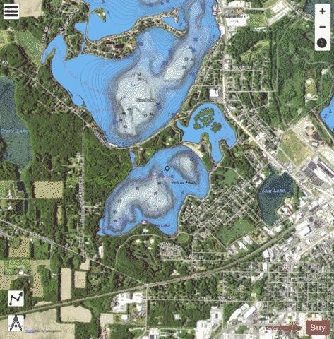 Stone Lake, LaPorte county depth contour Map - i-Boating App - Satellite