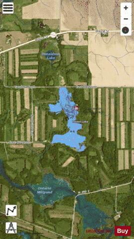 Troxel Lake, Lagrange county depth contour Map - i-Boating App - Satellite