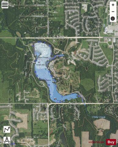New Olathe Lake depth contour Map - i-Boating App - Satellite