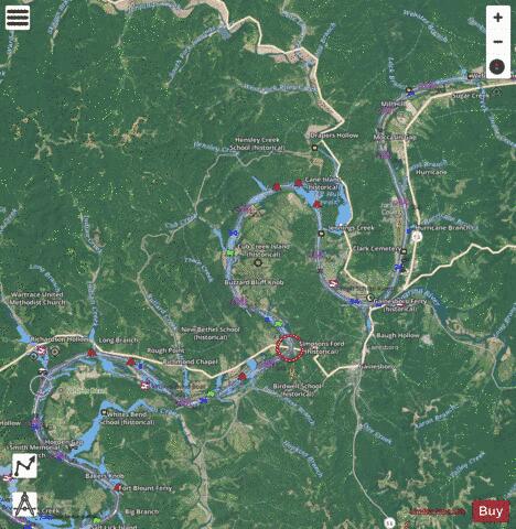 Cumberland River section 11_536_801 depth contour Map - i-Boating App - Satellite