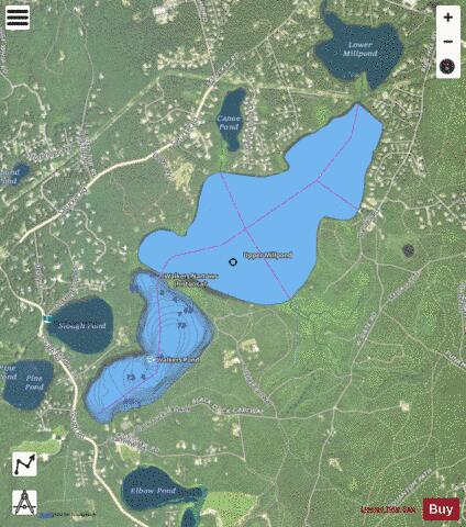 Upper Millpond depth contour Map - i-Boating App - Satellite