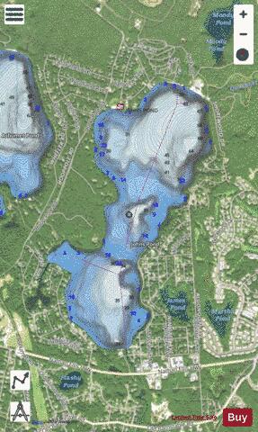 Johns Pond depth contour Map - i-Boating App - Satellite