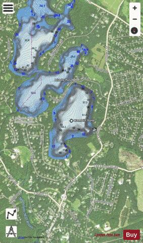 Hamblin Pond depth contour Map - i-Boating App - Satellite