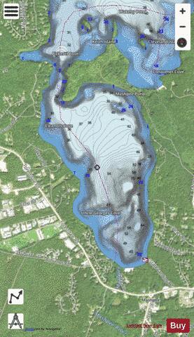 Mashpee Pond depth contour Map - i-Boating App - Satellite