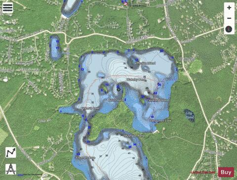 Wakeby Pond depth contour Map - i-Boating App - Satellite
