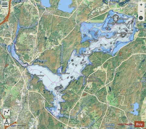 Wachusett Reservoir depth contour Map - i-Boating App - Satellite