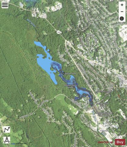 Hopedale Pond depth contour Map - i-Boating App - Satellite