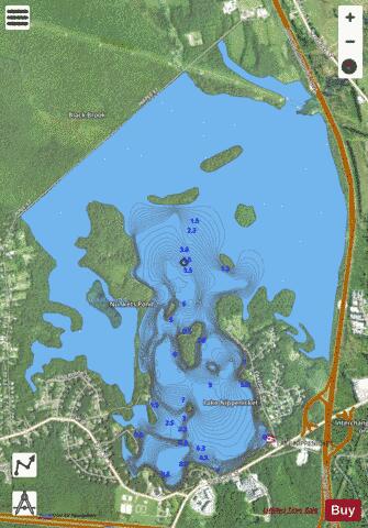 Lake Nippenicket depth contour Map - i-Boating App - Satellite