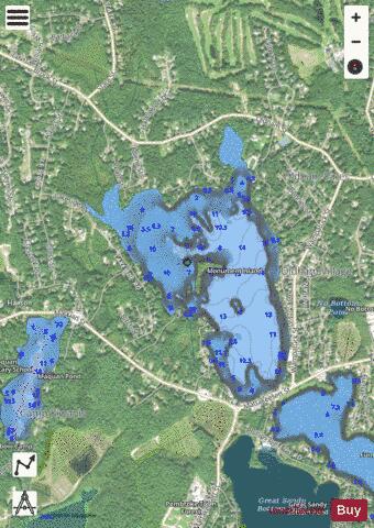 Oldham Pond depth contour Map - i-Boating App - Satellite