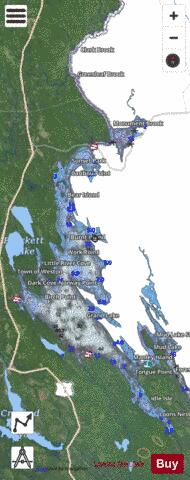 Grand Lake + North Lake depth contour Map - i-Boating App - Satellite