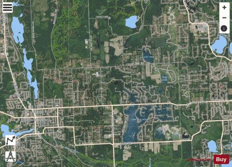 Bass Lake +  + Lower Pettibone Lake depth contour Map - i-Boating App - Satellite