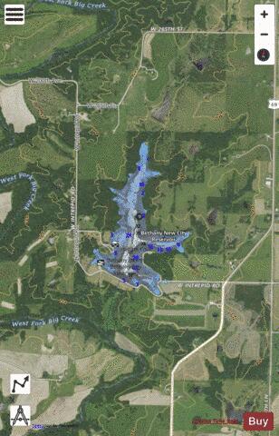 Bethany New City Lake depth contour Map - i-Boating App - Satellite