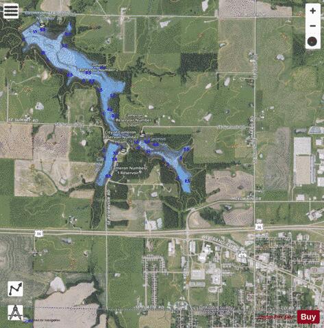 Cameron Reservoir #2 depth contour Map - i-Boating App - Satellite