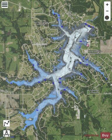 Lake Viking depth contour Map - i-Boating App - Satellite
