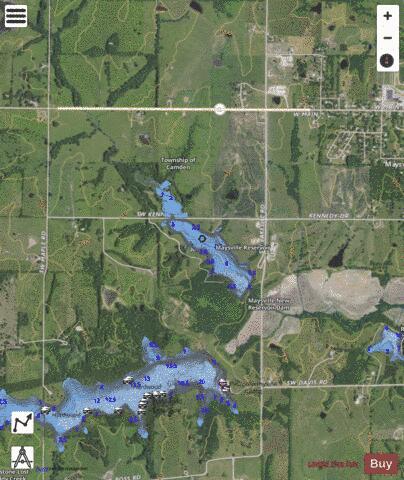 Maysville Reservoir depth contour Map - i-Boating App - Satellite