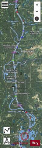 US_CC_MS_tombig_e_sq_11_520_820 depth contour Map - i-Boating App - Satellite