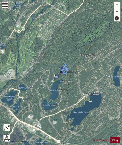 Birchwood Lake depth contour Map - i-Boating App - Satellite