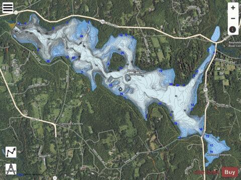 Cross River Reservoir depth contour Map - i-Boating App - Satellite