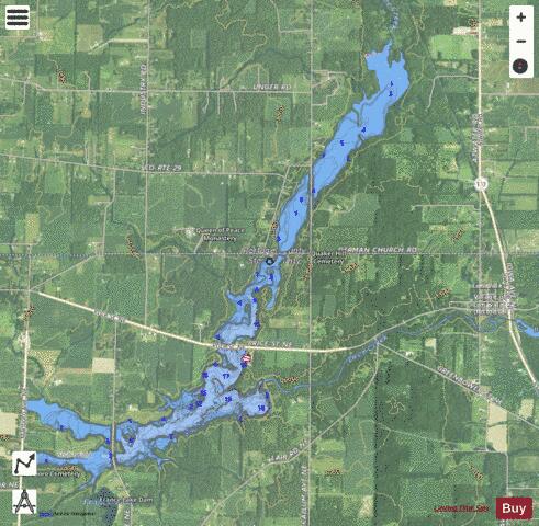 Walborn Reservoir depth contour Map - i-Boating App - Satellite
