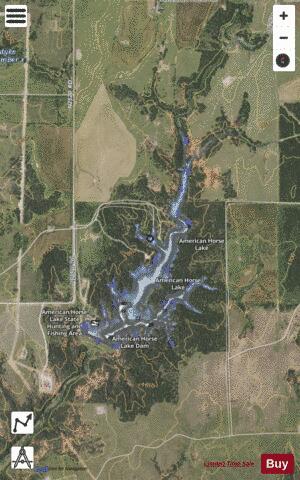 American Horse depth contour Map - i-Boating App - Satellite