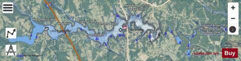 Lake William C Bowen + South Pacolet River depth contour Map - i-Boating App - Satellite