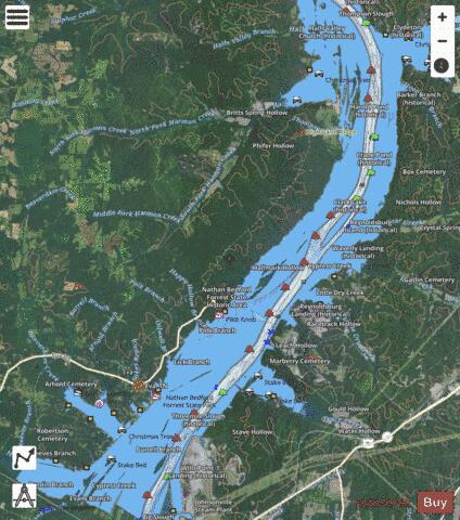 Tennessee River section 11_523_803 depth contour Map - i-Boating App - Satellite