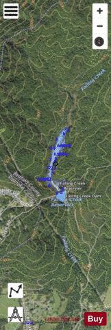 Falling Creek Reservoir depth contour Map - i-Boating App - Satellite