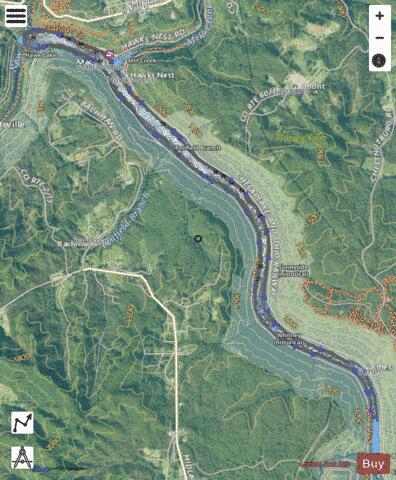 Hawks Nest State Park Lake depth contour Map - i-Boating App - Satellite