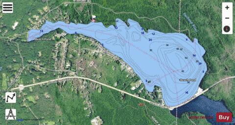 Beach Pond depth contour Map - i-Boating App - Satellite