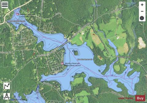 Moodus Reservoir, Upper depth contour Map - i-Boating App - Satellite