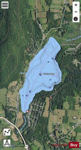 Mudge Pond depth contour Map - i-Boating App - Satellite