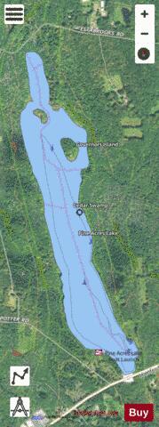 Pine Acres Lake depth contour Map - i-Boating App - Satellite