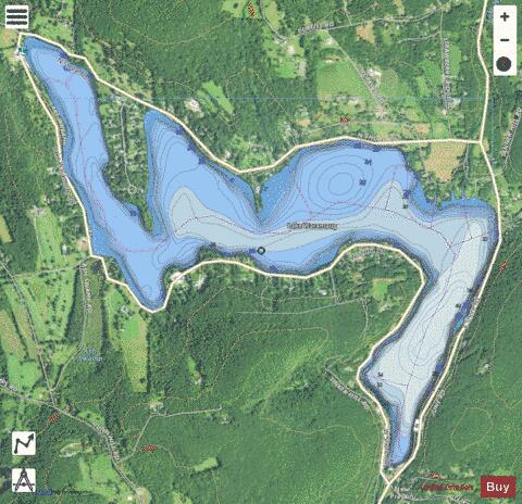 Waramaug Lake depth contour Map - i-Boating App - Satellite