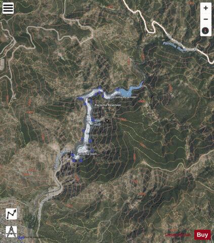 Pacoima Reservoir depth contour Map - i-Boating App - Satellite