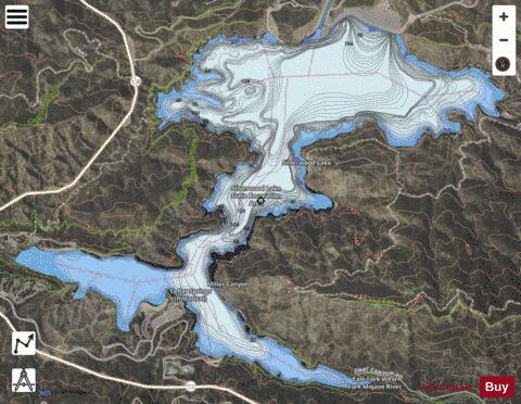 Silverwood Lake depth contour Map - i-Boating App - Satellite
