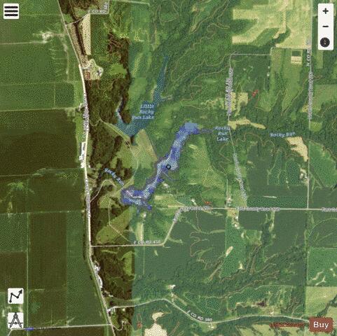 Rocky Run Lake depth contour Map - i-Boating App - Satellite