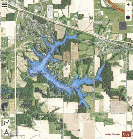 Bischoff Reservoir depth contour Map - i-Boating App - Satellite