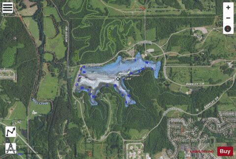 Shawnee Mission Lake depth contour Map - i-Boating App - Satellite