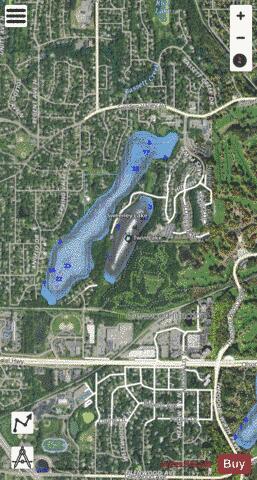 Twin Lake depth contour Map - i-Boating App - Satellite