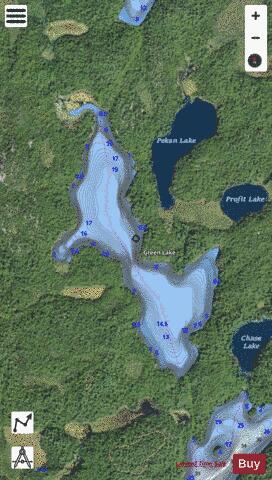 Green Lake depth contour Map - i-Boating App - Satellite
