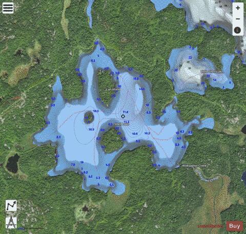 Shell Lake depth contour Map - i-Boating App - Satellite