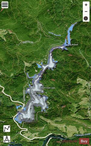 Wolf Creek Lake depth contour Map - i-Boating App - Satellite